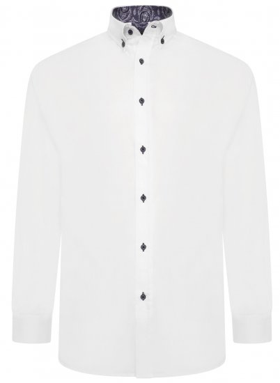 Kam Jeans P023 L/S Premium Stretch Shirt White - Košulje - Muške Košulje Veliki Brojevi