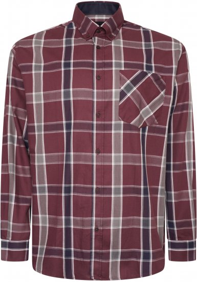Kam Jeans P038 LS Premium Cotton Check Shirt Wine - Košulje - Muške Košulje Veliki Brojevi