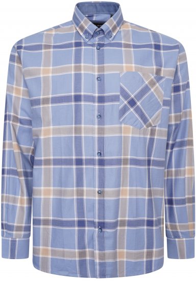 Kam Jeans P038 LS Premium Cotton Check Shirt Denim - Košulje - Muške Košulje Veliki Brojevi