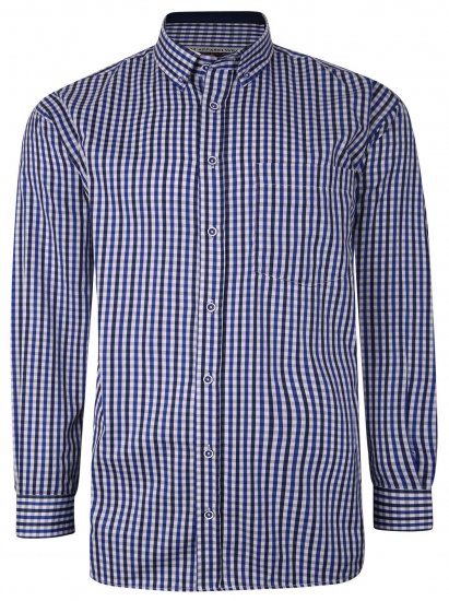 Kam Jeans P640 Premium Gingham Check Shirt LS Navy - Košulje - Muške Košulje Veliki Brojevi