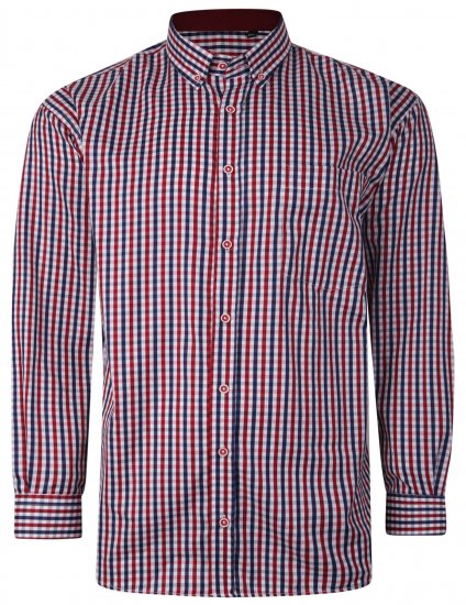 Kam Jeans P640 Premium Gingham Check Shirt LS Red - Košulje - Muške Košulje Veliki Brojevi