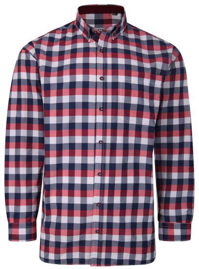 Kam Jeans P642 Premium Large Check Shirt LS Red - Košulje - Muške Košulje Veliki Brojevi