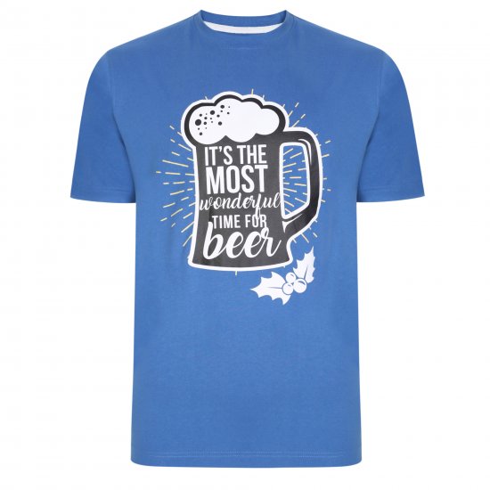 Kam Jeans X018 T-Shirt Blue - Majice Kratkih Rukava - Muške Majice Kratkih Rukava Veliki Brojevi 