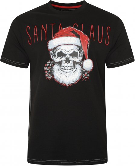 Kam Jeans X029 Santa Claus Skull Print T-Shirt Black - Majice Kratkih Rukava - Muške Majice Kratkih Rukava Veliki Brojevi 