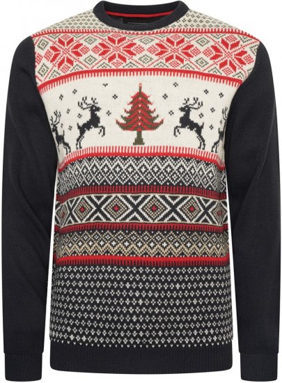 Kam Jeans X031 Reindeer Xmas Sweatshirt Navy - Puloveri & dukserice - Muške Puloveri & dukserice veliki brojevi