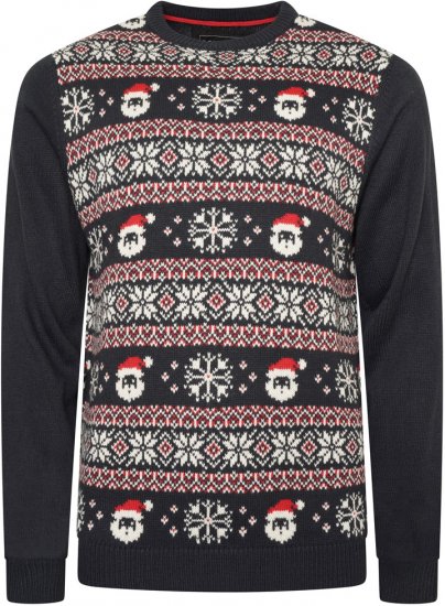 Kam Jeans X032 Snowflake Santa Xmas Sweatshirt Navy - Puloveri & dukserice - Muške Puloveri & dukserice veliki brojevi