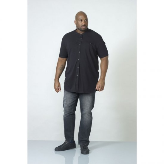 D555 Archer Collarless Shirt Black - Košulje - Muške Košulje Veliki Brojevi