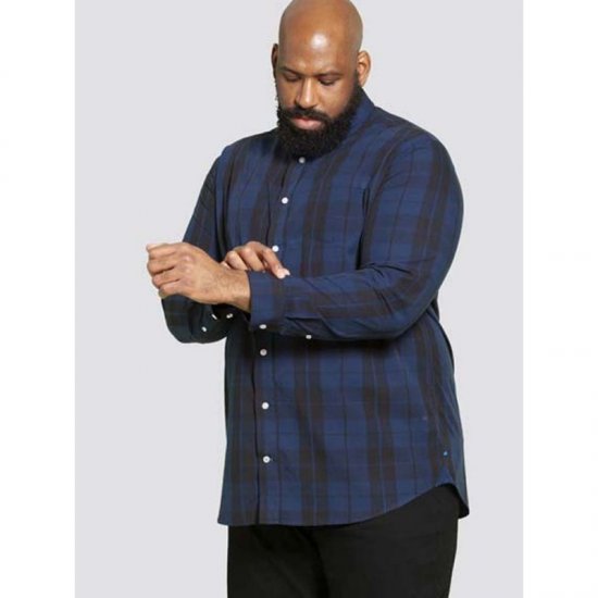 D555 Davenport Long Sleeve Shirt Navy - Košulje - Muške Košulje Veliki Brojevi
