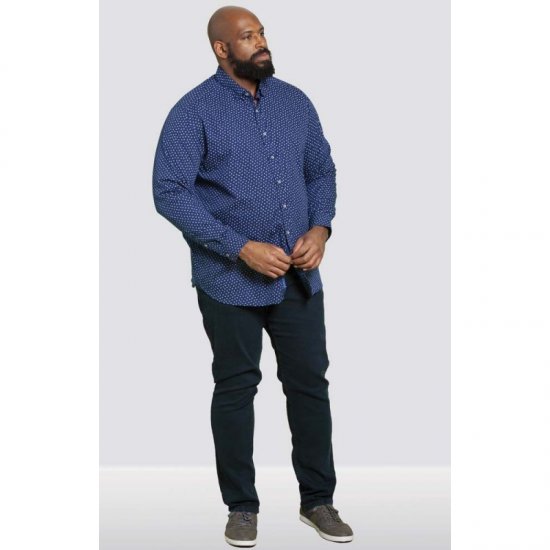 D555 Bainton Long Sleeve Shirt Navy - Košulje - Muške Košulje Veliki Brojevi
