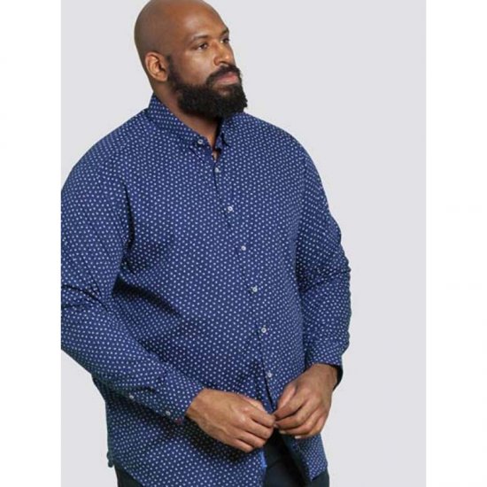D555 Bainton Long Sleeve Shirt Navy - Košulje - Muške Košulje Veliki Brojevi