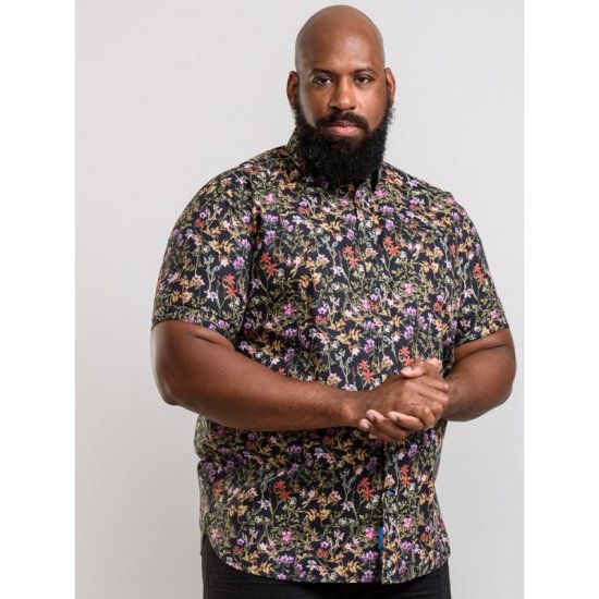 D555 Emmet Floral Shirt Black - Košulje - Muške Košulje Veliki Brojevi