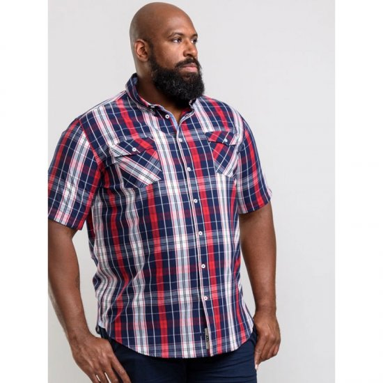 D555 Terell Shirt Navy/Red - Košulje - Muške Košulje Veliki Brojevi