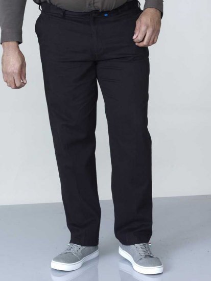 D555 Bruno Stretch Chino pants with Extenda Waist Black - Traperice & hlače - Muške Traperice i Hlače Veliki Brojevi