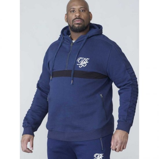 D555 Sergio Half Zip Hoodie Navy - Puloveri & dukserice - Muške Puloveri & dukserice veliki brojevi