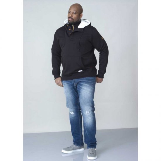 D555 Lorenzo Half zip Hoodie Black - Puloveri & dukserice - Muške Puloveri & dukserice veliki brojevi