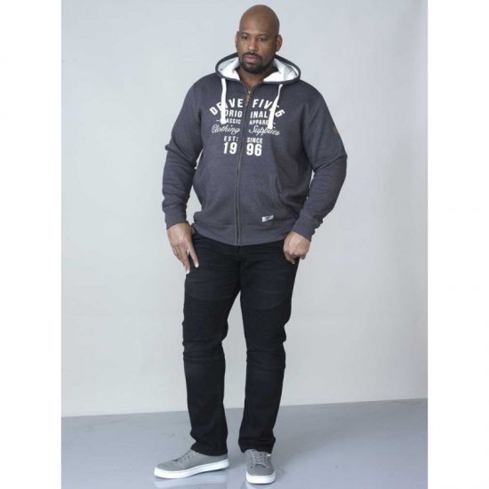 D555 Vadal Full Zip Hoodie Charcoal - Puloveri & dukserice - Muške Puloveri & dukserice veliki brojevi