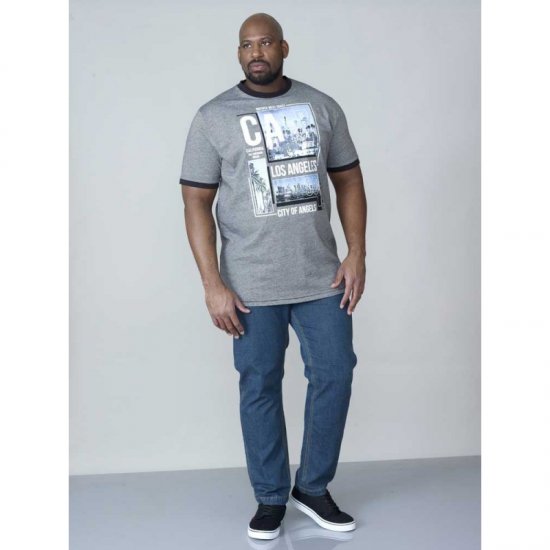 D555 Howie Fine Stripe T-shirt Grey - Majice Kratkih Rukava - Muške Majice Kratkih Rukava Veliki Brojevi 