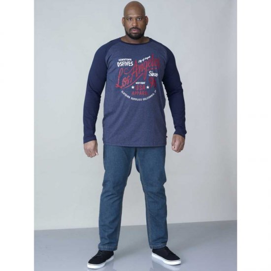 D555 Neill Long Sleeve T-shirt Navy - Majice Kratkih Rukava - Muške Majice Kratkih Rukava Veliki Brojevi 