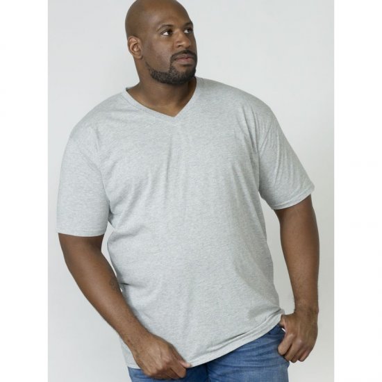 D555 Signature V-neck T-shirt Grey - Majice Kratkih Rukava - Muške Majice Kratkih Rukava Veliki Brojevi 