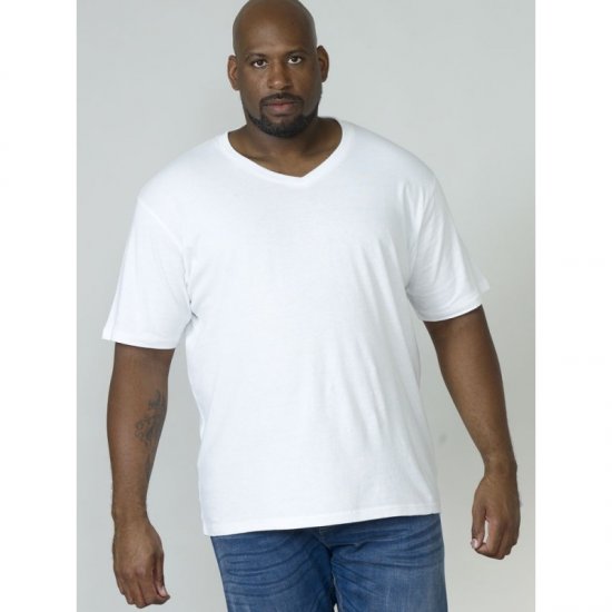 D555 Signature V-neck T-shirt White - Majice Kratkih Rukava - Muške Majice Kratkih Rukava Veliki Brojevi 