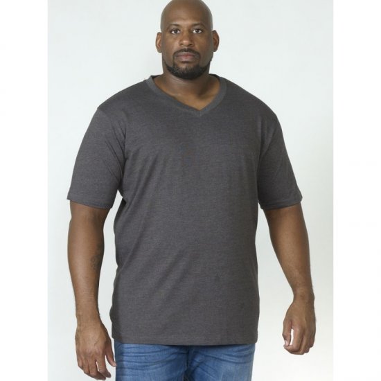 D555 Signature V-neck T-shirt Charcoal - Majice Kratkih Rukava - Muške Majice Kratkih Rukava Veliki Brojevi 