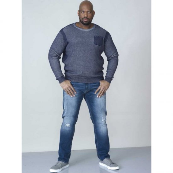 D555 Bryson Crewneck Sweater with Pocket Navy - Puloveri & dukserice - Muške Puloveri & dukserice veliki brojevi