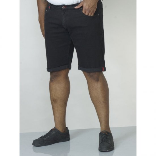 D555 Jude Stretch Denim Shorts Black - Kratke hlače - Muške Kratke Hlače Veliki Brojevi 
