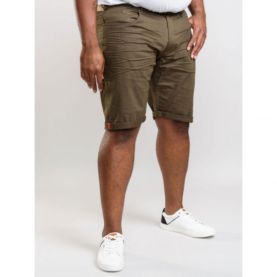 D555 Gilbert Stretch Shorts Khaki - Kratke hlače - Muške Kratke Hlače Veliki Brojevi 