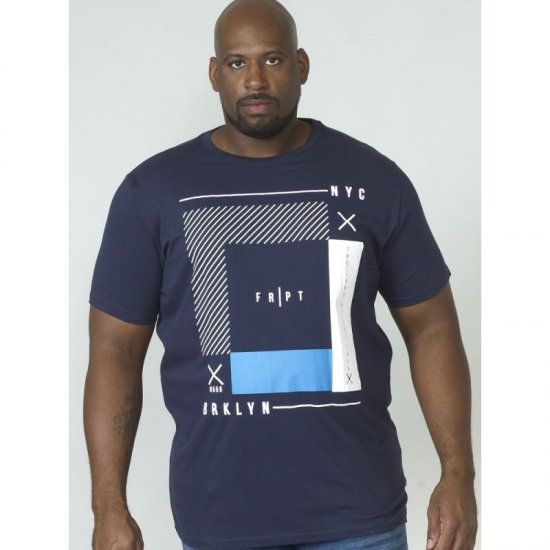 D555 Kenton T-shirt Navy - Majice Kratkih Rukava - Muške Majice Kratkih Rukava Veliki Brojevi 