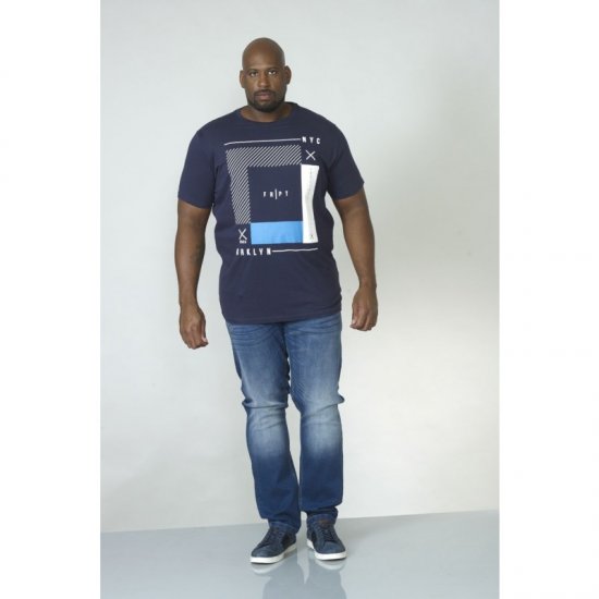 D555 Kenton T-shirt Navy - Majice Kratkih Rukava - Muške Majice Kratkih Rukava Veliki Brojevi 
