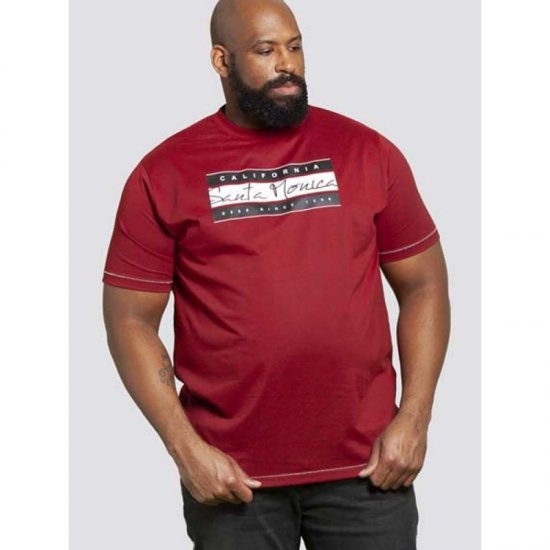 D555 Tempa T-shirt Red - Majice Kratkih Rukava - Muške Majice Kratkih Rukava Veliki Brojevi 