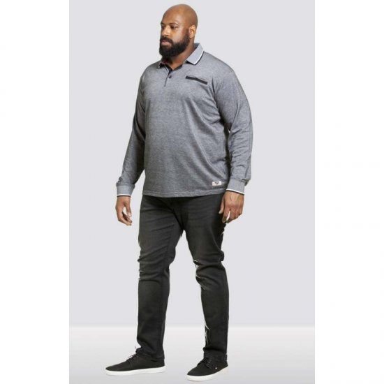 D555 Brockville Long Sleeve Polo Grey - Polo majice - Muške Polo Majice Veliki Brojevi