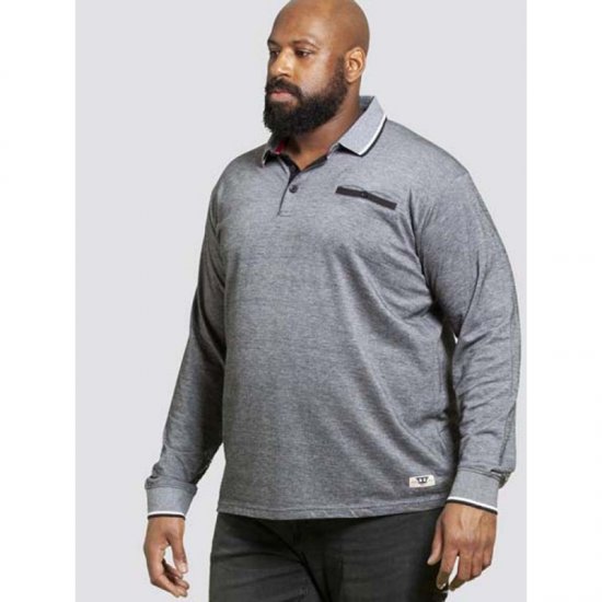 D555 Brockville Long Sleeve Polo Grey - Polo majice - Muške Polo Majice Veliki Brojevi