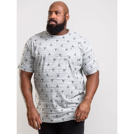 D555 Dario T-shirt Grey - Majice Kratkih Rukava - Muške Majice Kratkih Rukava Veliki Brojevi 
