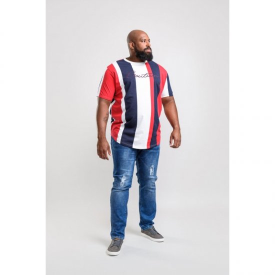 D555 Bancroft T-shirt Red/Navy - Majice Kratkih Rukava - Muške Majice Kratkih Rukava Veliki Brojevi 