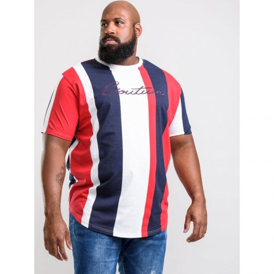 D555 Bancroft T-shirt Red/Navy - Majice Kratkih Rukava - Muške Majice Kratkih Rukava Veliki Brojevi 