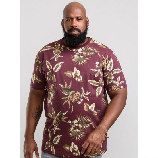 D555 Baxter T-shirt Wine-red - Majice Kratkih Rukava - Muške Majice Kratkih Rukava Veliki Brojevi 