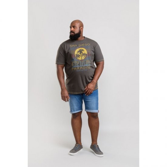 D555 Stanley T-shirt Khaki - Majice Kratkih Rukava - Muške Majice Kratkih Rukava Veliki Brojevi 