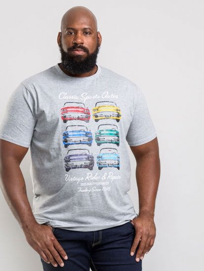 D555 Jenson T-shirt Grey - Majice Kratkih Rukava - Muške Majice Kratkih Rukava Veliki Brojevi 