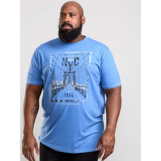 D555 Monty T-shirt Blue - Majice Kratkih Rukava - Muške Majice Kratkih Rukava Veliki Brojevi 