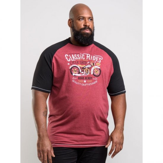 D555 Evans T-shirt Burgundy - Majice Kratkih Rukava - Muške Majice Kratkih Rukava Veliki Brojevi 