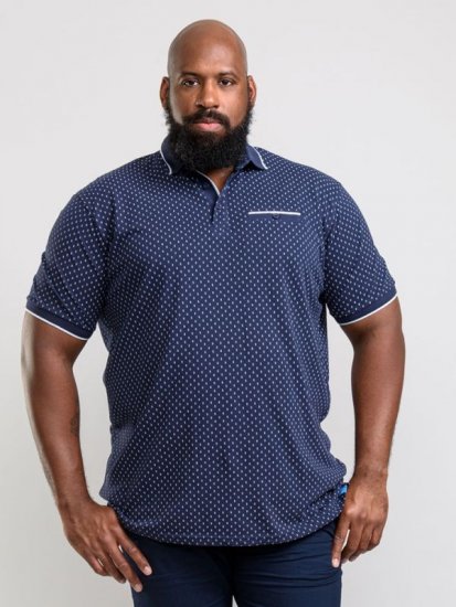 D555 Rogers Printed Polo Navy - Polo majice - Muške Polo Majice Veliki Brojevi