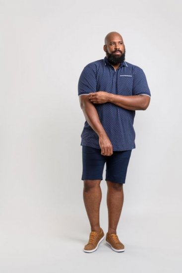 D555 Rogers Printed Polo Navy - Polo majice - Muške Polo Majice Veliki Brojevi