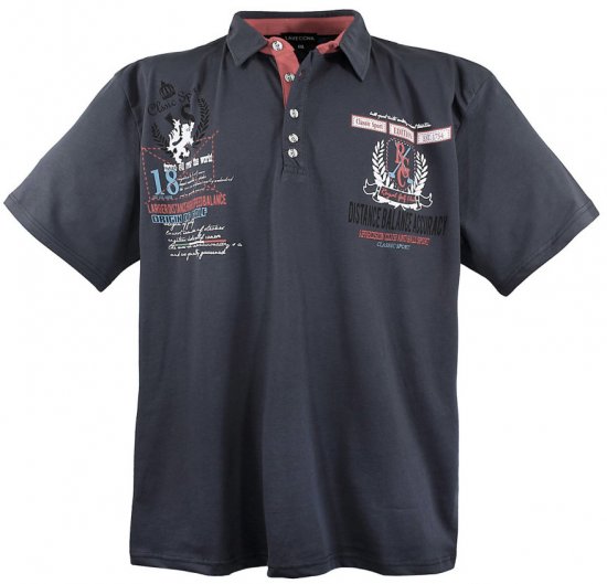 Lavecchia 2038 Printed Jersey Poloshirt Charcoal - Polo majice - Muške Polo Majice Veliki Brojevi