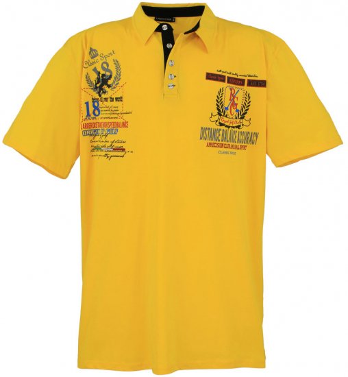 Lavecchia 2038 Printed Jersey Poloshirt Yellow - Polo majice - Muške Polo Majice Veliki Brojevi