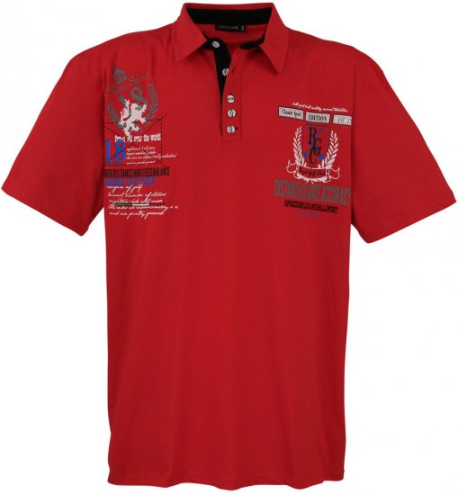 Lavecchia 2038 Printed Jersey Poloshirt Red - Polo majice - Muške Polo Majice Veliki Brojevi