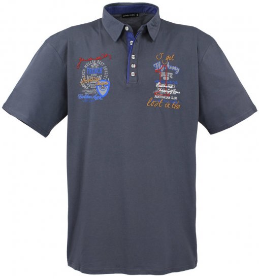Lavecchia 3101 Printed Jersey Poloshirt Charcoal - Polo majice - Muške Polo Majice Veliki Brojevi