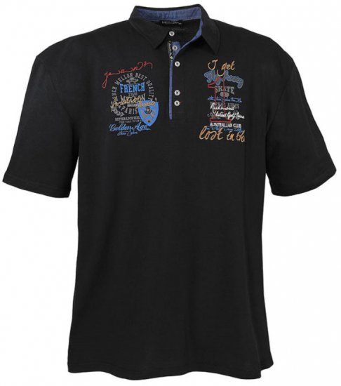 Lavecchia 3101 Printed Jersey Poloshirt Black - Polo majice - Muške Polo Majice Veliki Brojevi