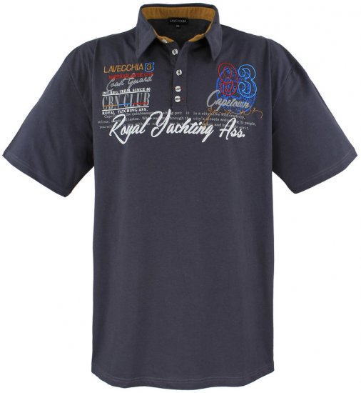 Lavecchia 4688 Printed Jersey Poloshirt Charcoal - Polo majice - Muške Polo Majice Veliki Brojevi