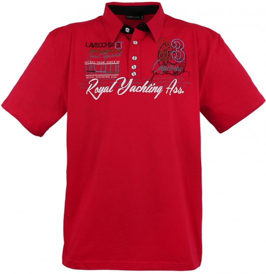 Lavecchia 4688 Printed Jersey Poloshirt Red - Polo majice - Muške Polo Majice Veliki Brojevi